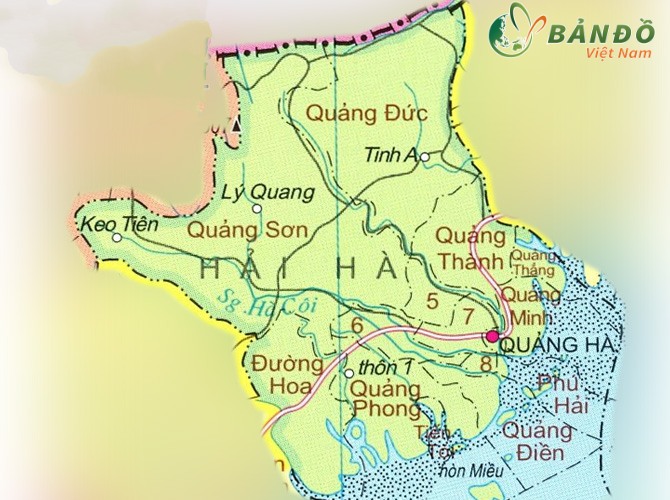 Bản đồ hành chính huyện hải hà    