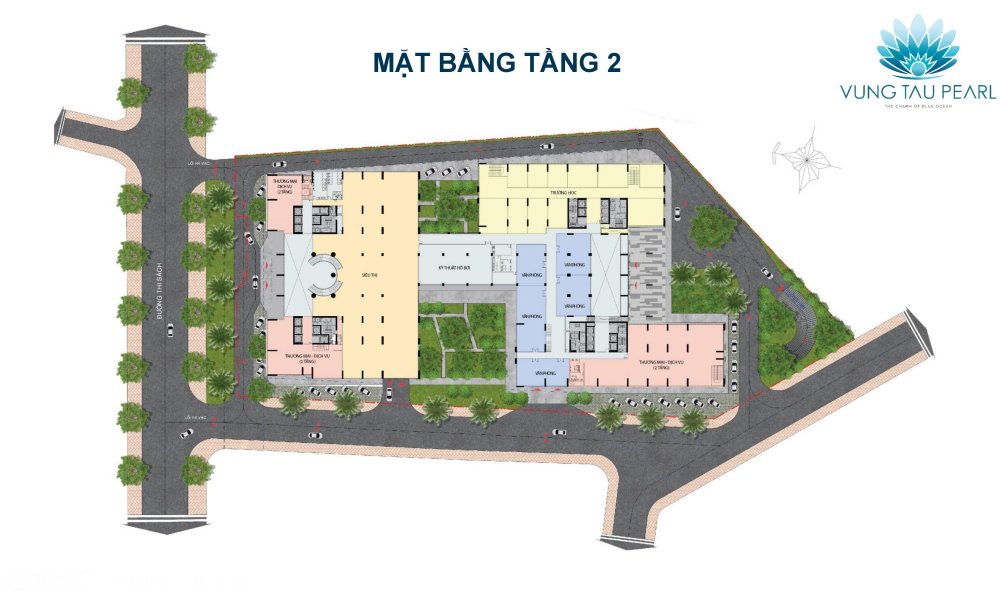 CĂN HỘ VŨNG TÀU PEARL ĐƯỜNG THI SÁCH Mặt bằng tầng 2 căn hộ Vũng Tàu Pearl