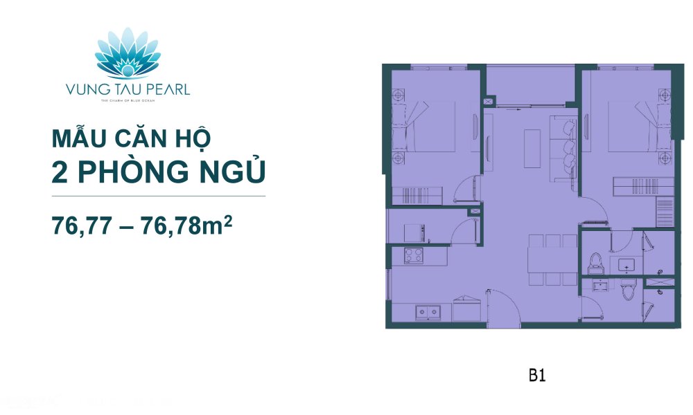 Thiết kế 2 phòng ngủ căn hộ Vũng Tàu Pearl