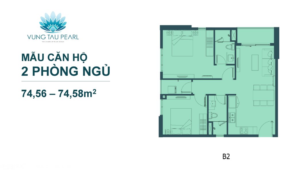 Thiết kế 2 phòng ngủ căn hộ Vũng Tàu Pearl