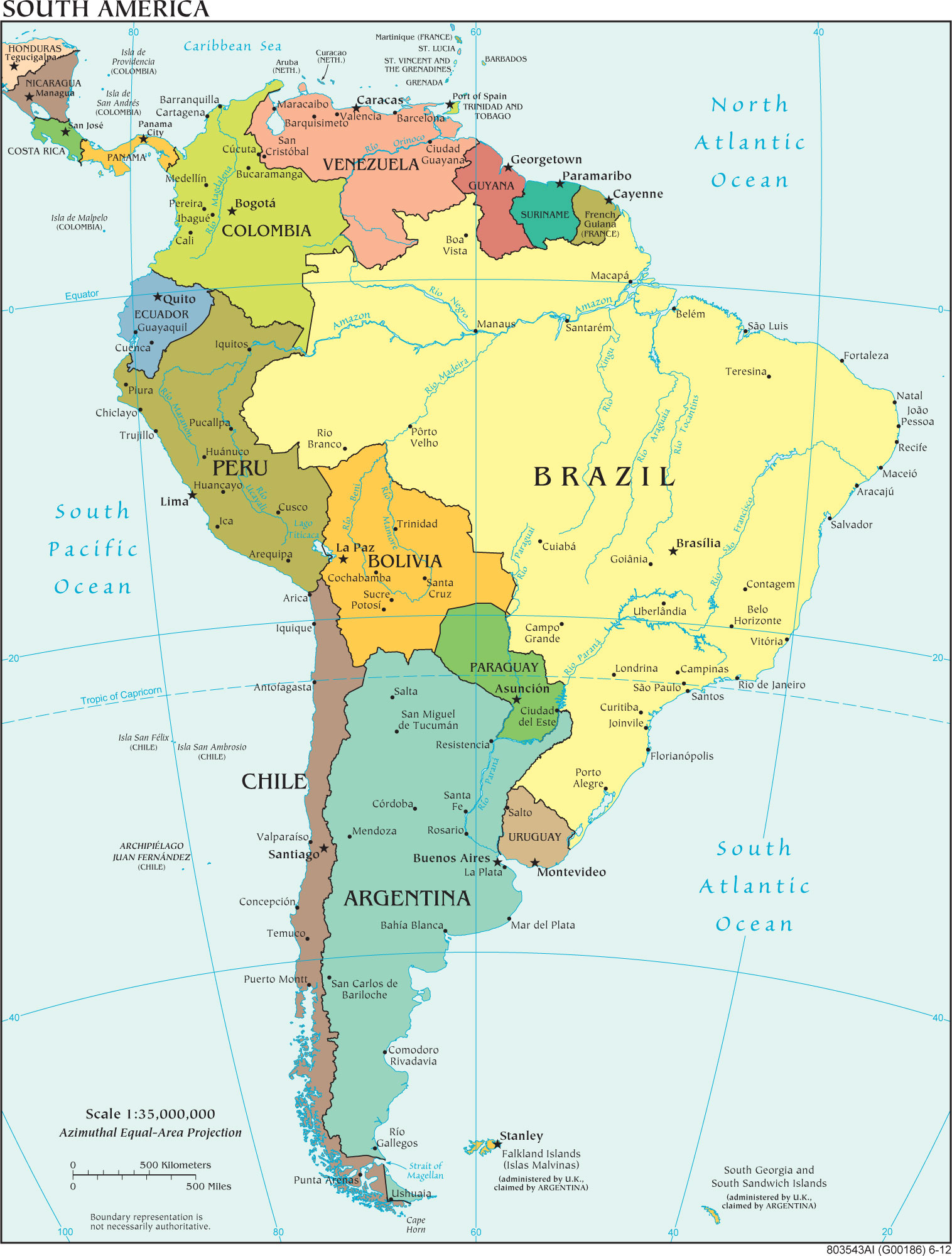 Bản đồ Châu Nam Mỹ (South America Map) Khổ lớn, Phóng to 2024