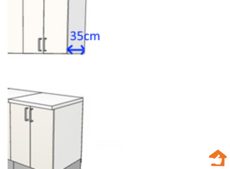Kích thước tủ bếp trên hay còn gọi là tủ bếp treo tường 