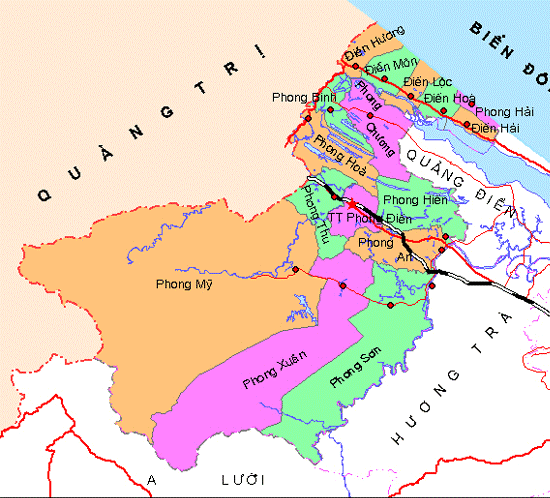 Bản đồ hành chính tỉnh Thừa Thiên Huế khổ lớn năm 2022