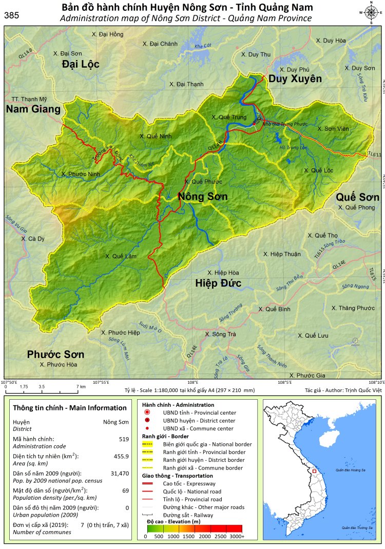 Bản đồ hành chính huyện Núi Thành