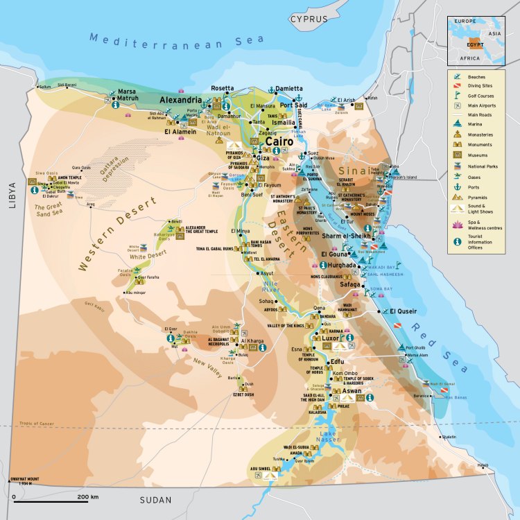Ai cập bản đồ du lịch
