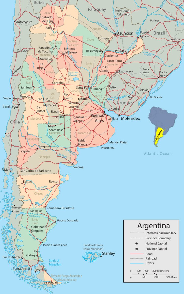 Bản đồ du lịch Argentina