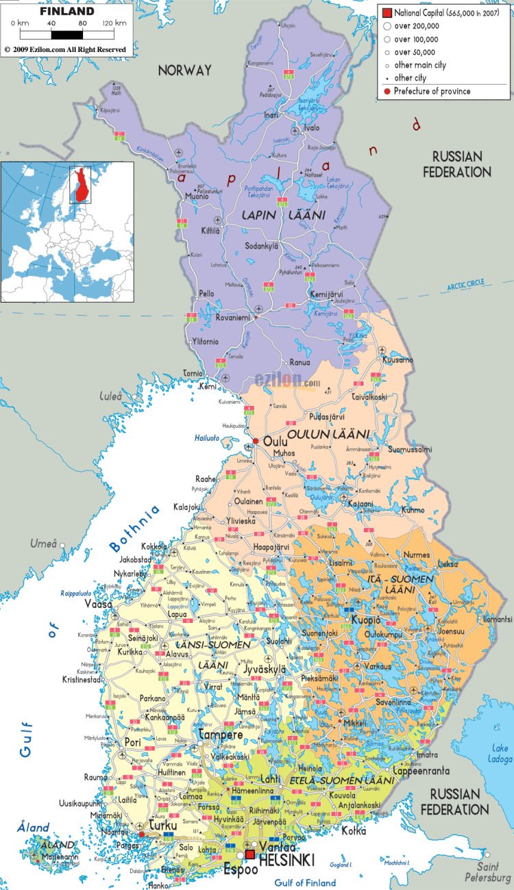 Bản đồ của Phần Lan
