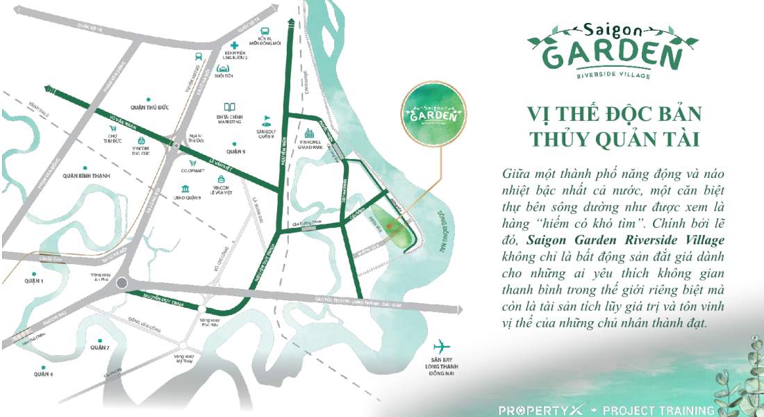 Vị trí biệt thự vườn Saigon Garden Riverside Village