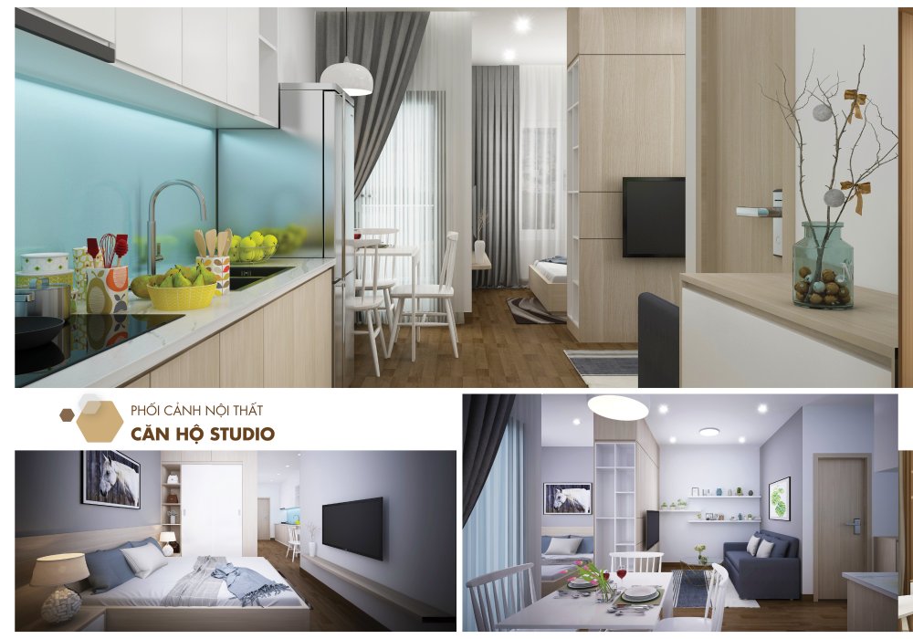 Phối cảnh nội thất căn hộ 1 Studio