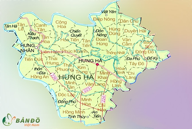 Bản đồ hành chính huyện Hưng Hà    