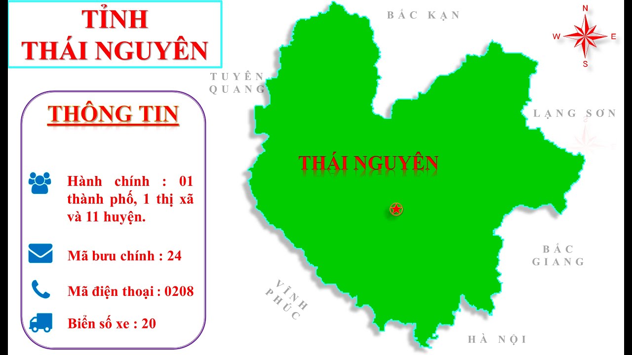 Bản đồ hành chính tỉnh Thái Nguyên khổ lớn năm 2022