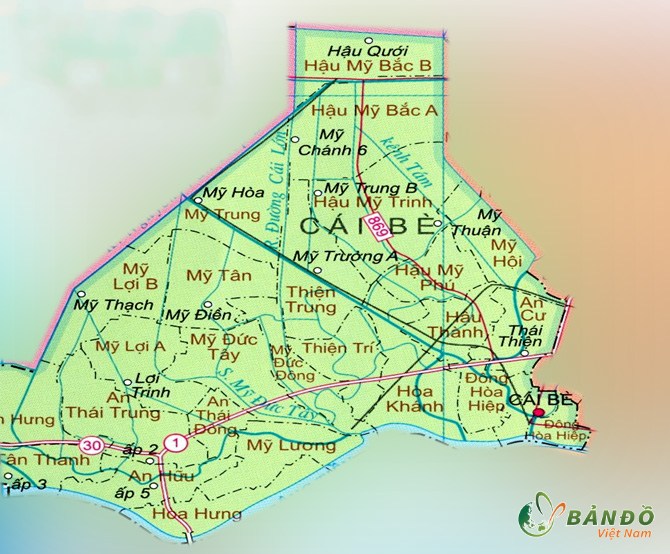 Bản đồ hành chính huyện Cái Bè