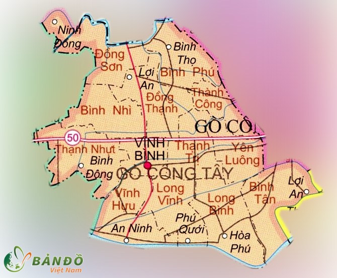 Bản đồ hành chính Huyện Gò Công Tây    