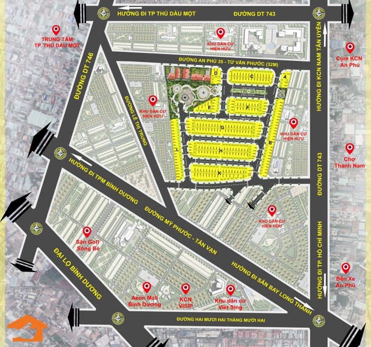 Mặt bằng phân lô dự án Queen Home An Phú