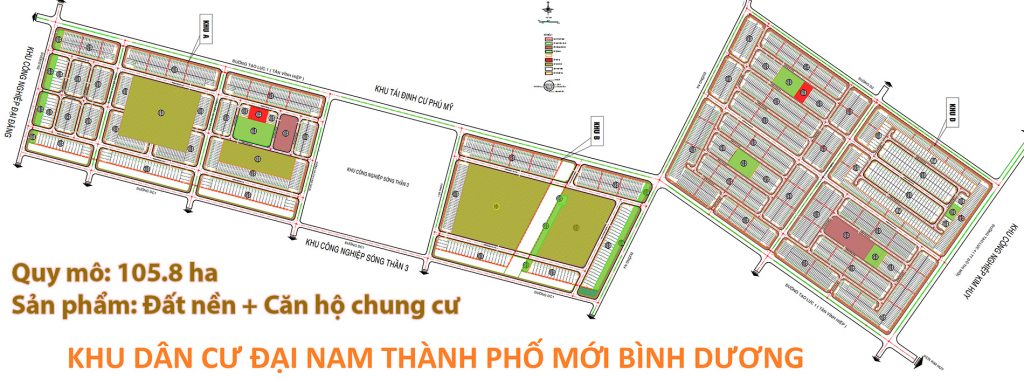 Mặt bằng quy hoạch dự án Khu dân cư Đại Nam Bình Dương