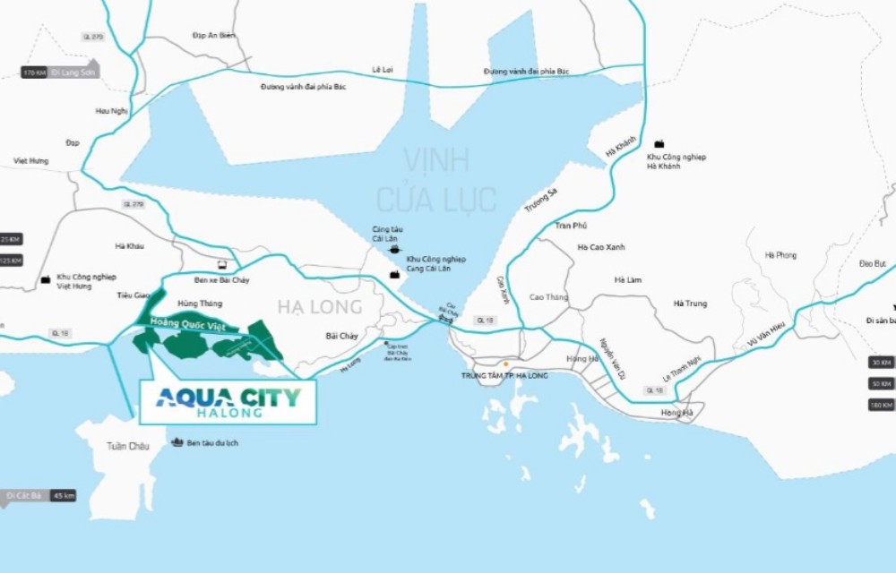 Vị trí dự án Aqua City Hạ Long Quảng Ninh trên google maps