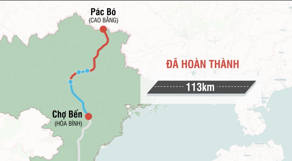 Tiến độ thi công đoạn Pác Bó (Cao Bằng) - Chợ Bến (Hoà Bình)
