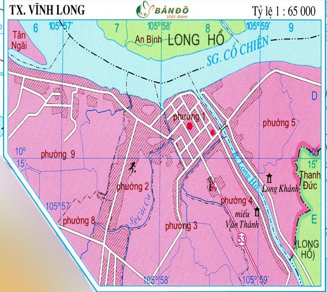 Bản đồ địa lý Thành phố Vĩnh Long