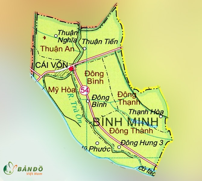 Bản đồ địa lý Thị xã Bình Minh