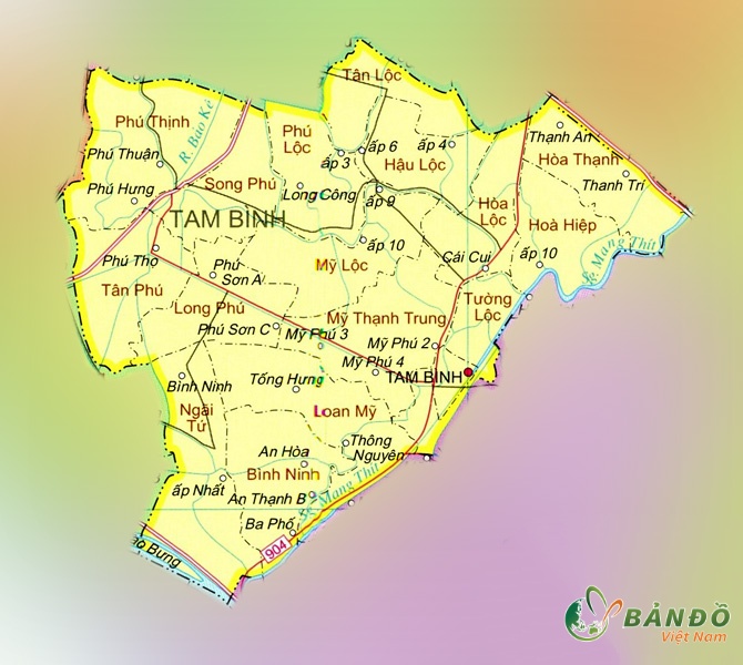 Bản đồ hành chính huyện Tam Bình    