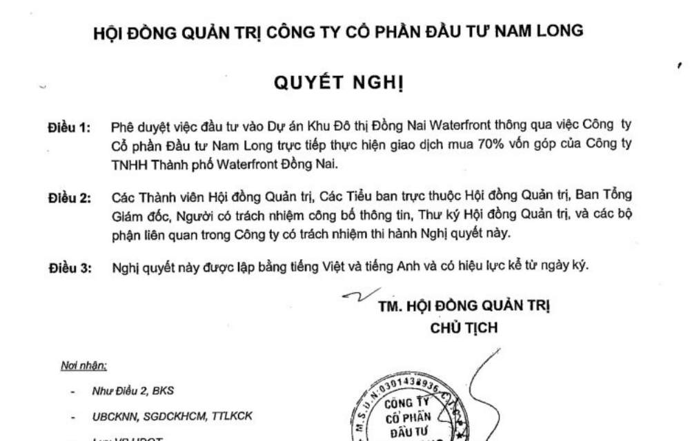 Quyết định mua dự án khu đô thị Waterfront City Đồng Nai của Nam Long