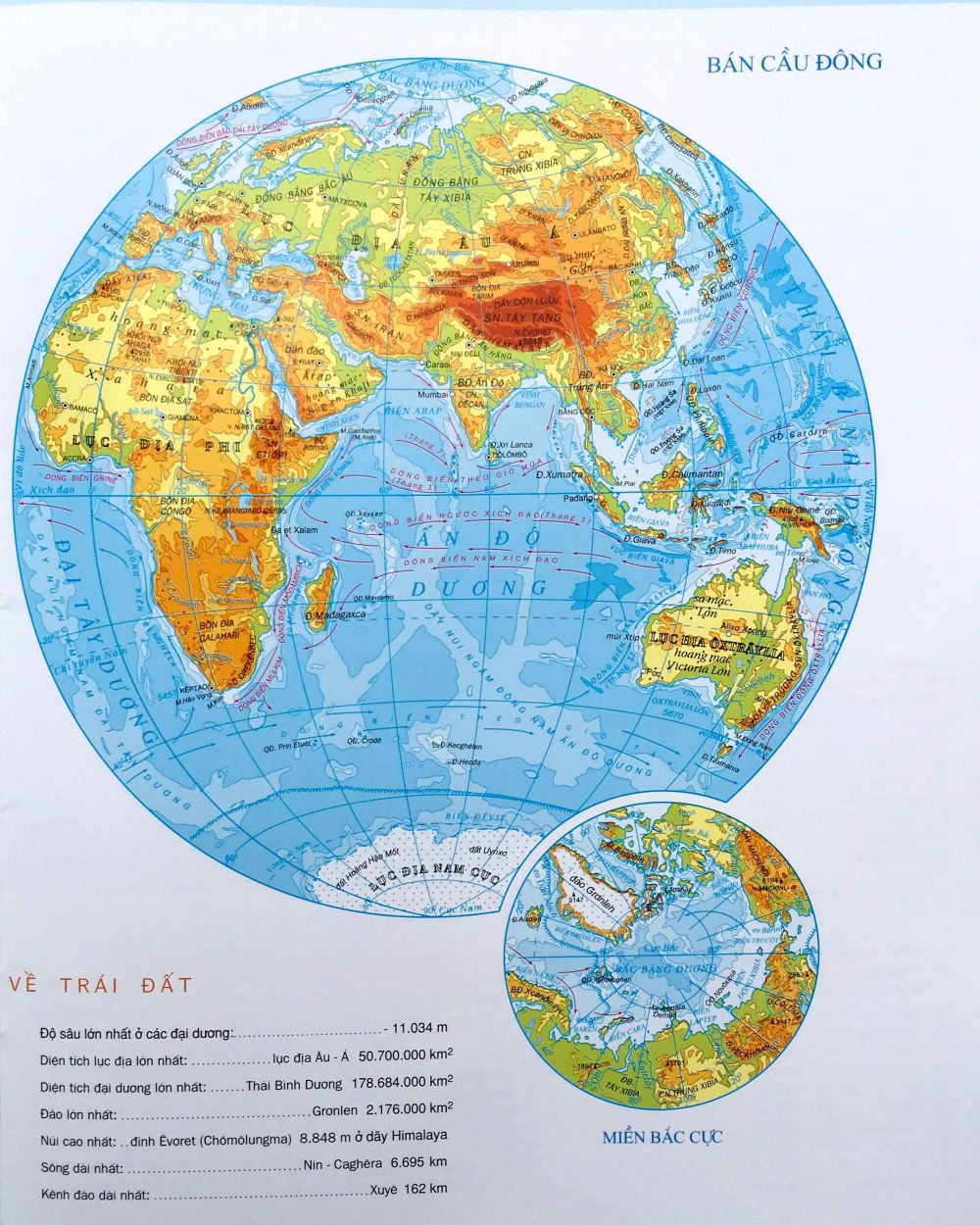 bản đồ dùng trái đất bắc cực