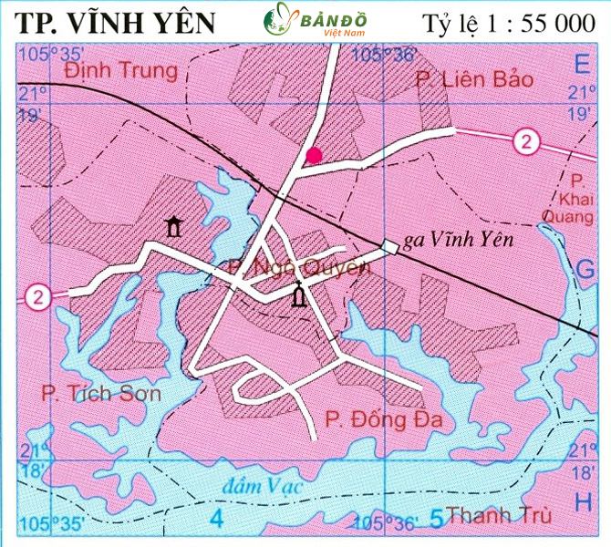 Bản đồ hành chính thành phố Vĩnh Yên