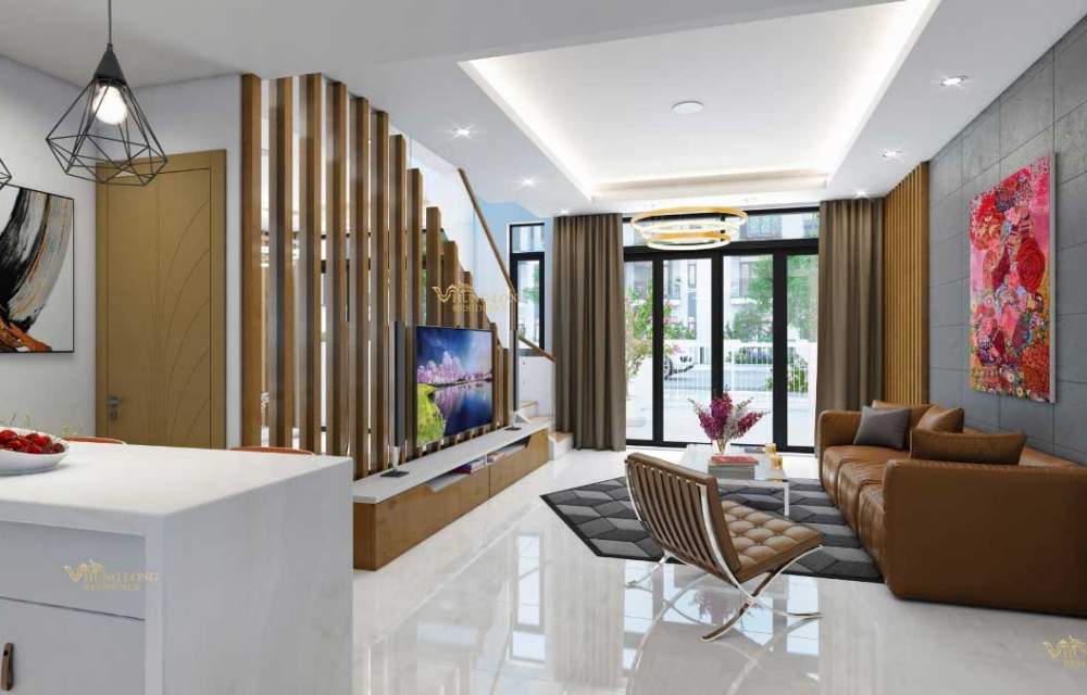 Thiết kế phòng khách dự án Hưng Long Residence