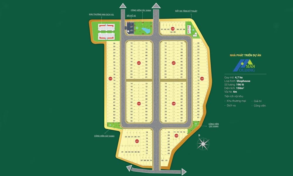 Mặt bằng dự án Asian Lake View Đồng Xoài