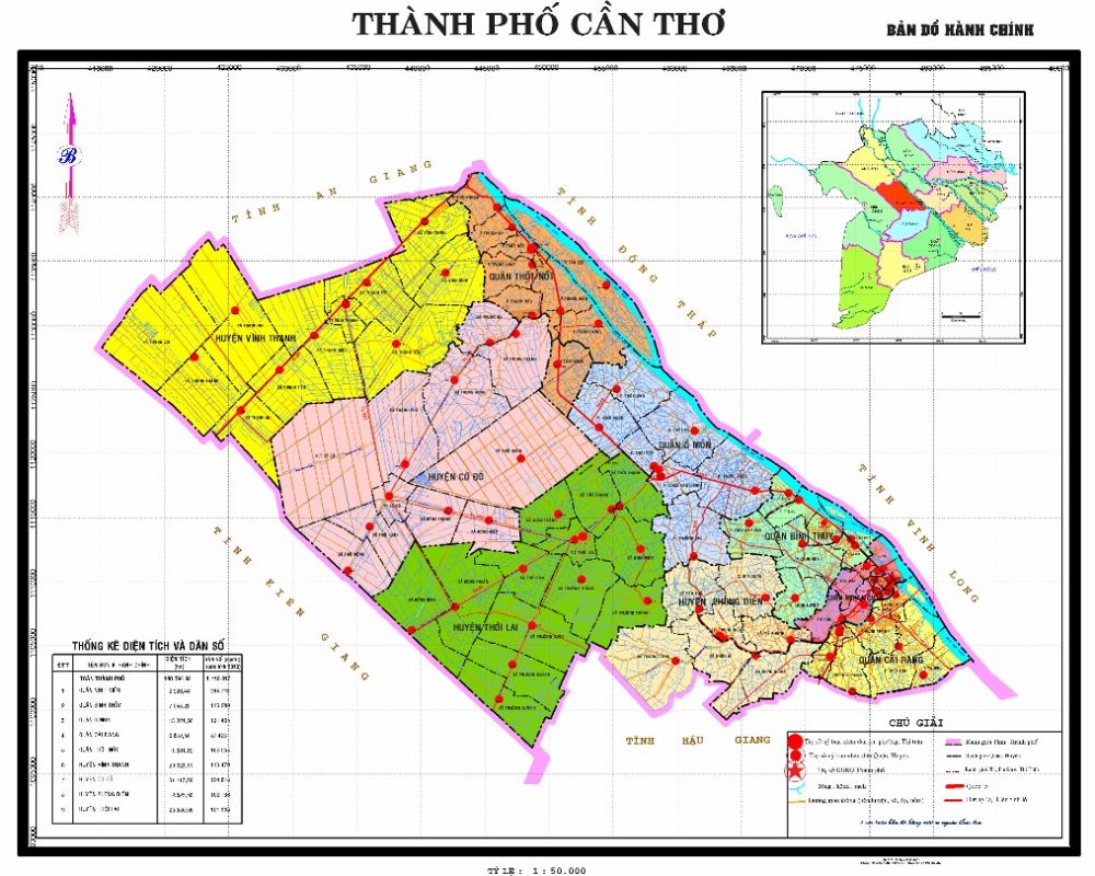 Bản đồ hành chính các phường, quận thành phố Cần Thơ