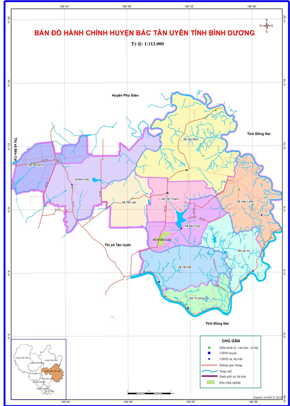 Bản đồ huyện Bắc Tân Uyên